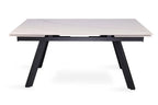 HIRA - Table à Manger Extensible Rectangulaire Plateau en Pierre - 160 à 240 cm - Blanc ROUSSEAU