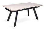 HIRA - Table à Manger Extensible Rectangulaire Plateau en Pierre - 160 à 240 cm - Blanc ROUSSEAU