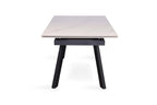 HIRA - Table à Manger Extensible Rectangulaire Plateau en Pierre - 160 à 240 cm - Blanc ROUSSEAU