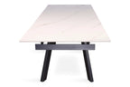 HIRA - Table à Manger Extensible Rectangulaire Plateau en Pierre - 160 à 240 cm - Blanc ROUSSEAU