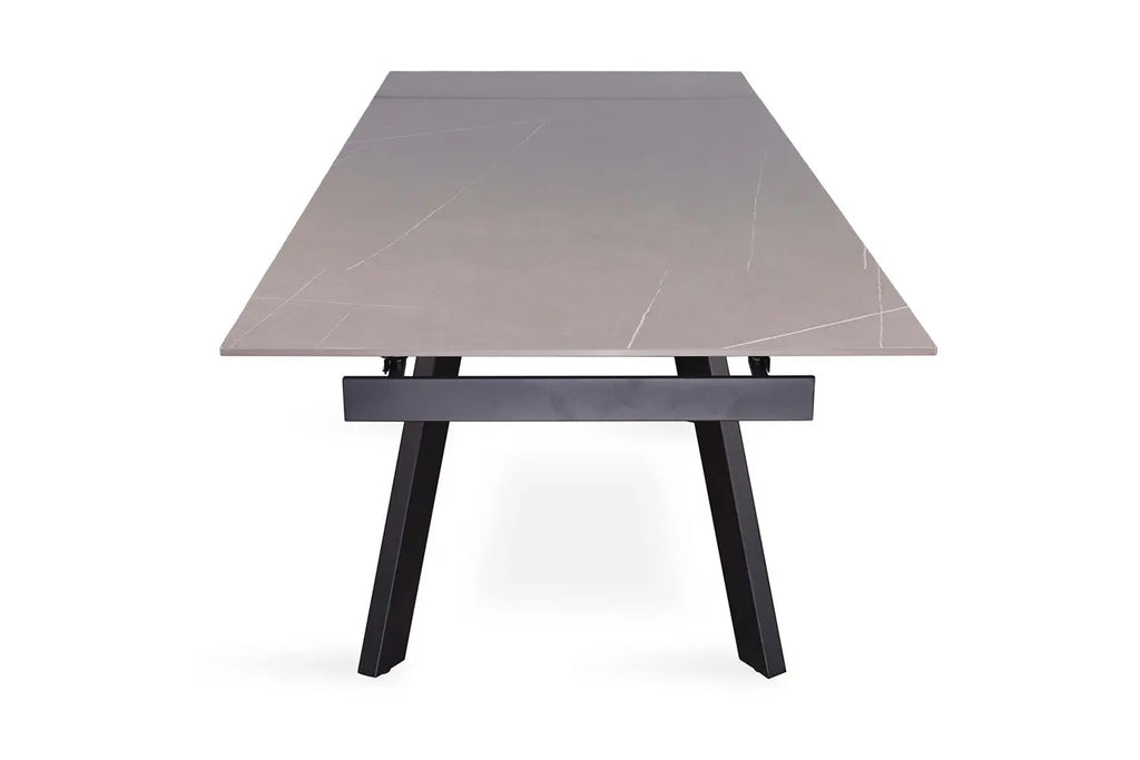 HIRA - Table à Manger Extensible Rectangulaire Plateau en Pierre - 160 à 240 cm - Gris ROUSSEAU