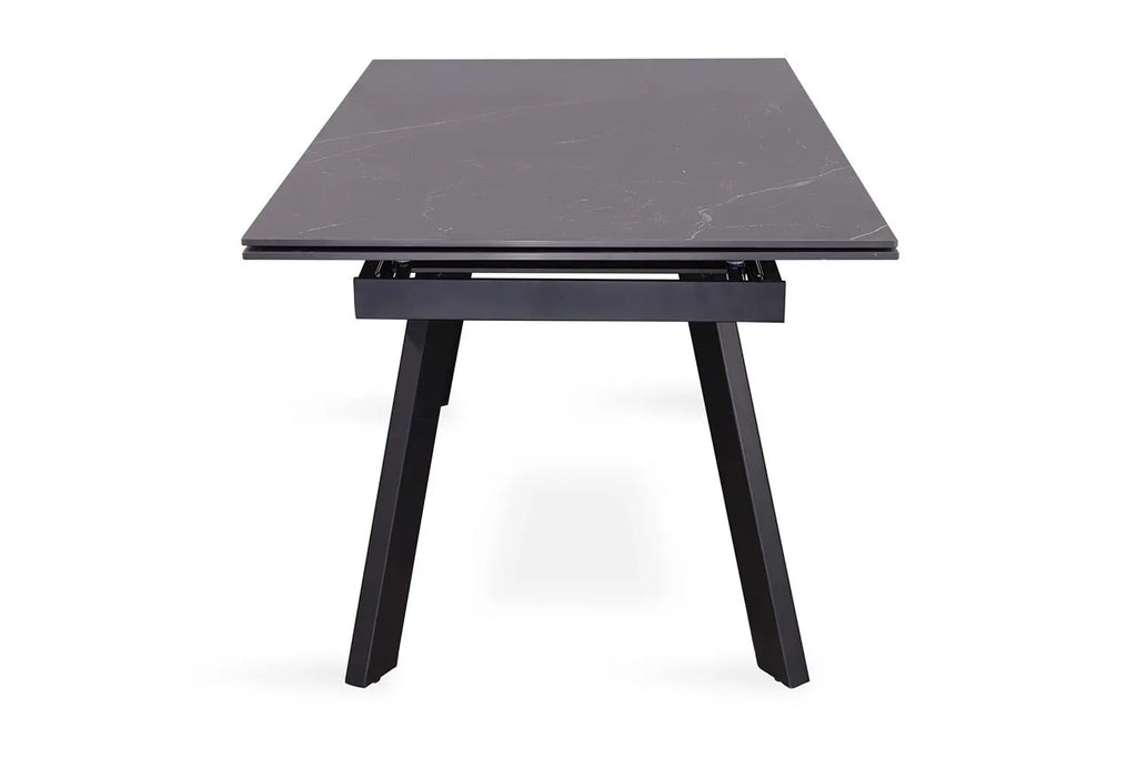 HIRA - Table à Manger Extensible Rectangulaire Plateau en Pierre - 160 à 240 cm - Noir ROUSSEAU