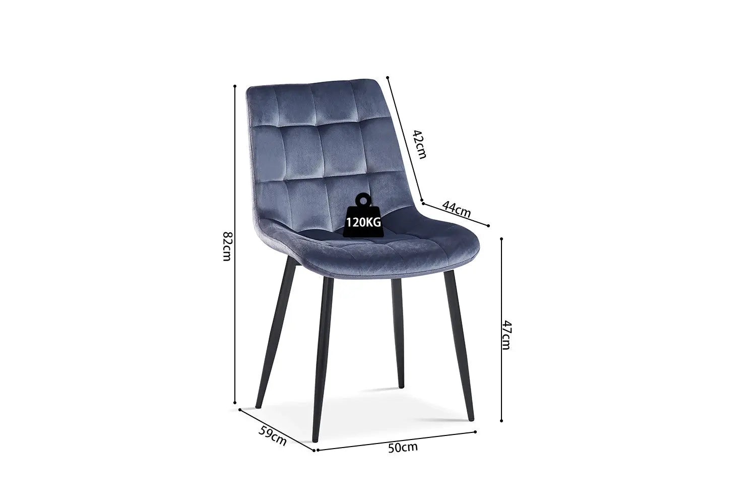 JULIA - Chaise de Salle à Manger - 50 x 59 cm - Gris foncé ROUSSEAU