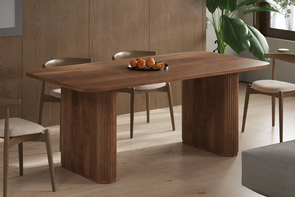 LÉOR - Table à manger Ovale en Bois de Manguier Brun Clair - 200 cm ROUSSEAU
