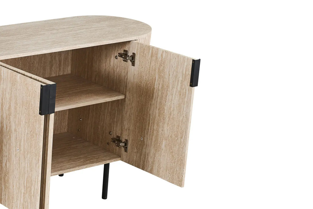 LYANE - Buffet Effet Travertin Beige - 200 cm ROUSSEAU