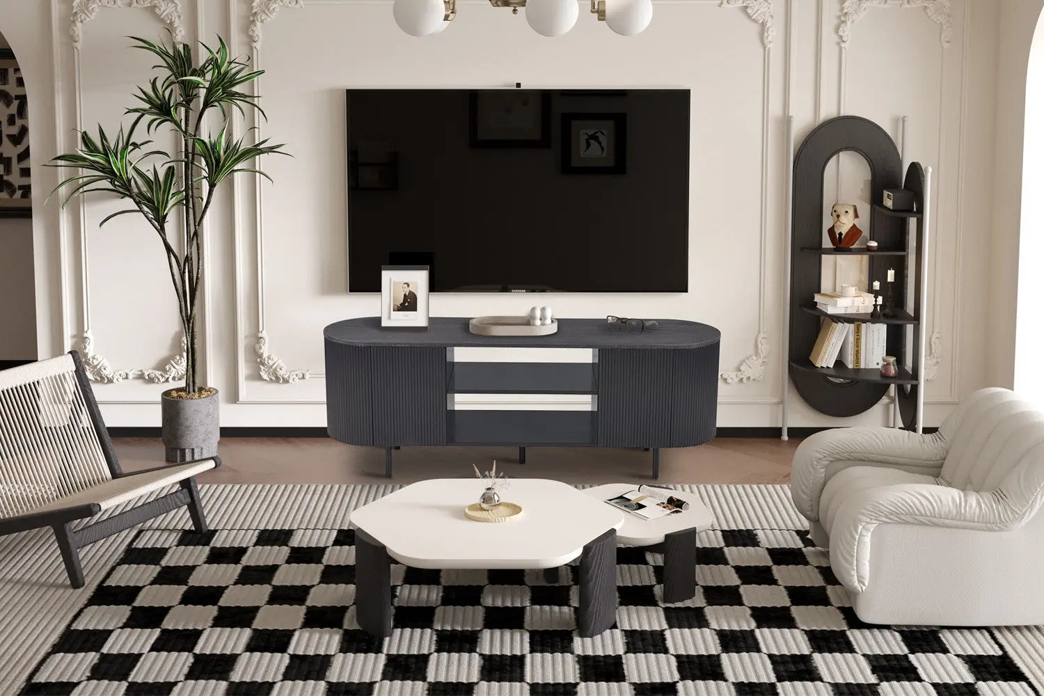 LYANE - Meuble TV - 160 cm - Effet Brun foncé ROUSSEAU
