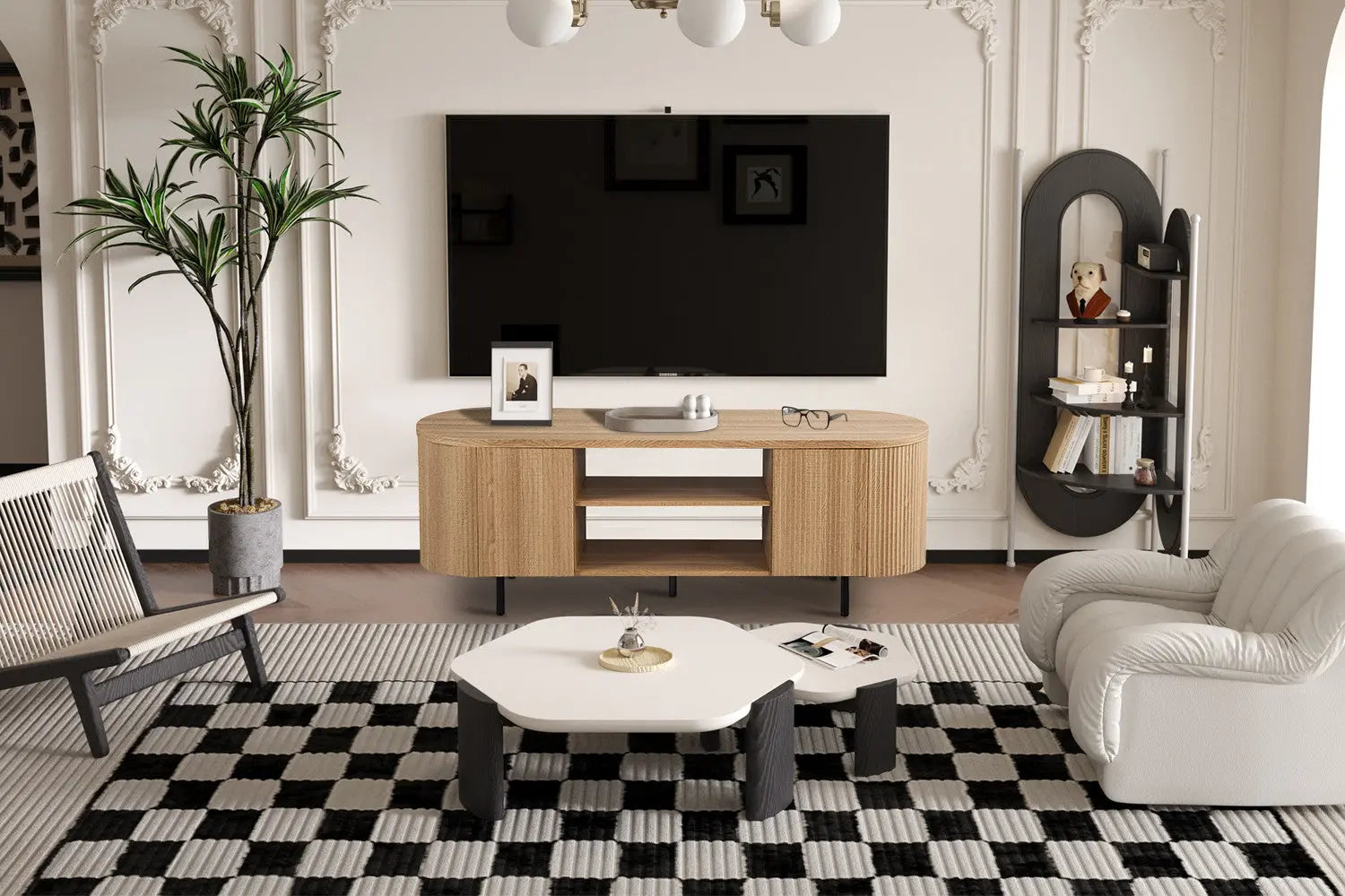 LYANE - Meuble TV - 160 cm - Effet Chêne Naturel ROUSSEAU