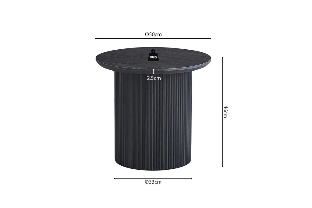 LYANE - Table Basse Ronde - 50 cm - Effet Brun foncé ROUSSEAU