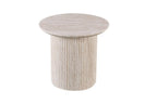 LYANE - Table Basse Ronde - 50 cm - Effet Travertin Beige ROUSSEAU