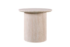 LYANE - Table Basse Ronde - 50 cm - Effet Travertin Beige ROUSSEAU