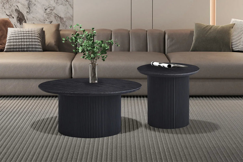 LYANE - Table Basse Ronde - 80 cm - Effet Brun foncé ROUSSEAU