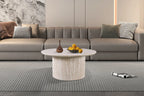 LYANE - Table Basse Ronde - 80 cm - Effet Travertin Beige ROUSSEAU
