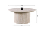 LYANE - Table Basse Ronde - 80 cm - Effet Travertin Beige ROUSSEAU