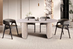 Table à manger ovale LYANE effet travertin beige - 200 cm - ROUSSEAU