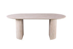 Table à manger ovale LYANE effet travertin beige - 200 cm - ROUSSEAU