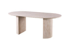 Table à manger ovale LYANE effet travertin beige - 200 cm - ROUSSEAU