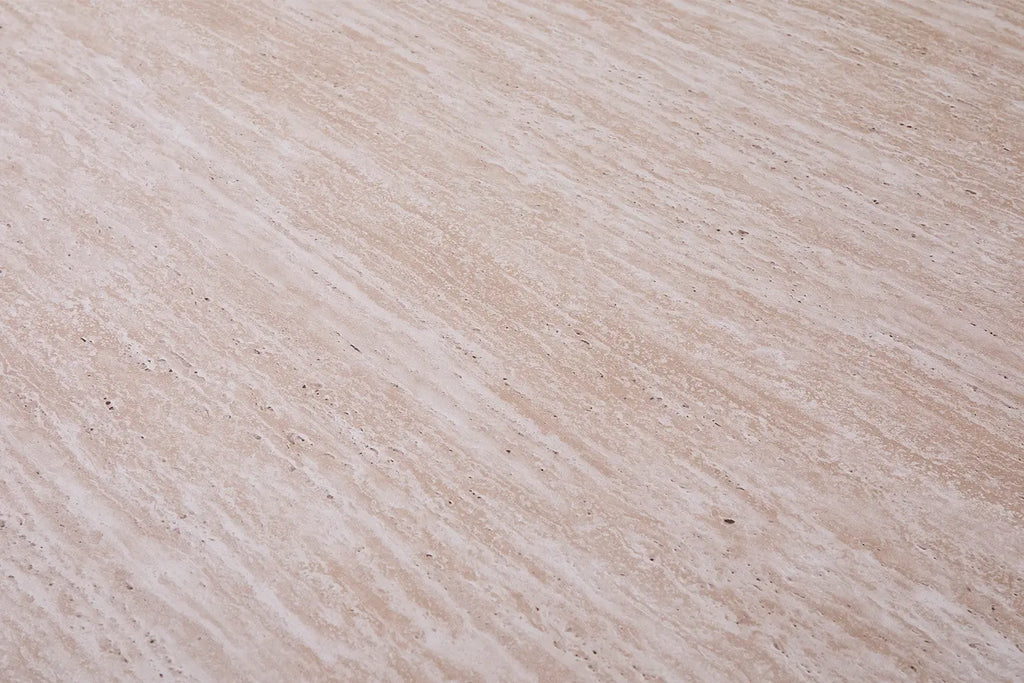 LYANE - Table à Manger Ovale - 200 ou 220 cm - Effet Travertin Beige, 200 cm ROUSSEAU