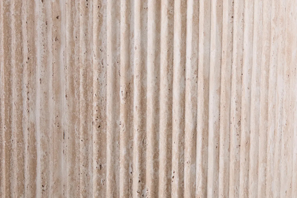 LYANE - Table à Manger Ovale - 200 ou 220 cm - Effet Travertin Beige, 200 cm ROUSSEAU