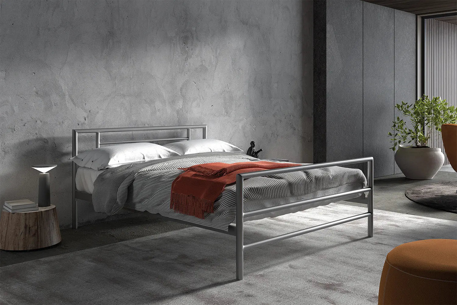 Lit avec Sommier Métal Gris SANDRO 140x200 - TIKOYA
