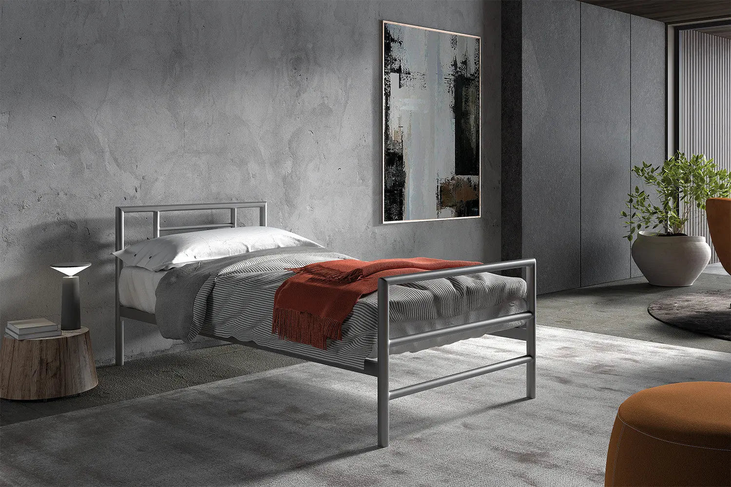 Lit SANDRO 90x200 métal gris TIKOYA