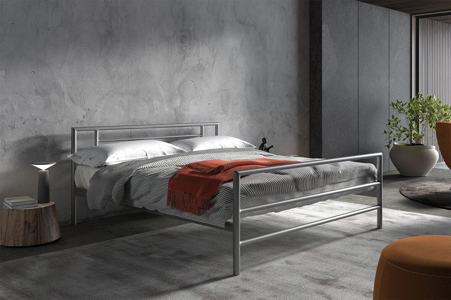Lit SANDRO 160x200 métal gris TIKOYA
