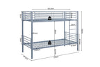 Lit superposé SAMYA 90x200 Divisible Métal Gris ROUSSEAU