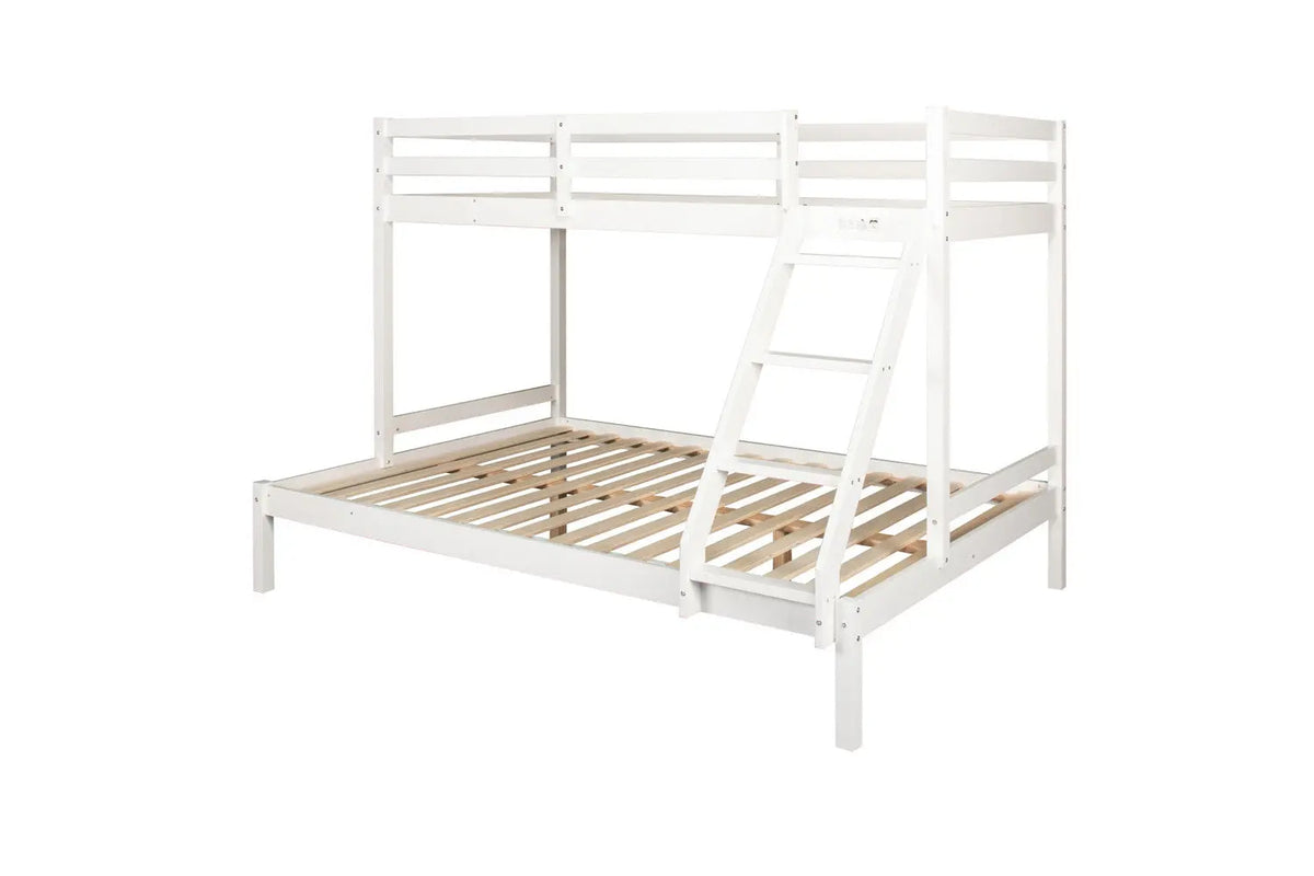 Lit superposé TRYAD en pin massif blanc, couchage 140 x 200 en bas et 90 x 200 en haut