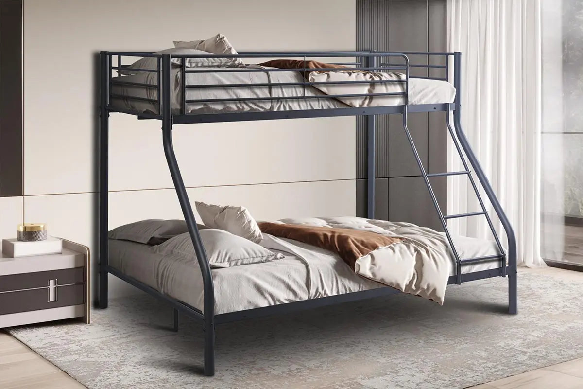 Lit superposé TYA gris foncé, couchages 140 et 90x200 cm - TIKAYLA