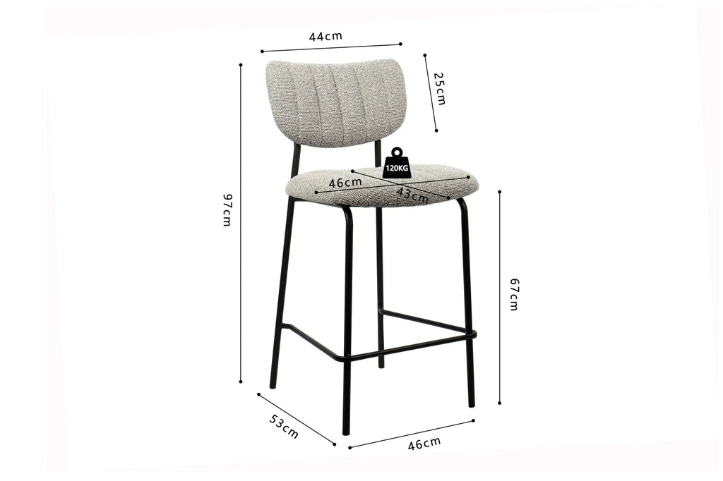 Chaise de bar ANITA Gris clair – 46 x 53 cm | TIKAYLA