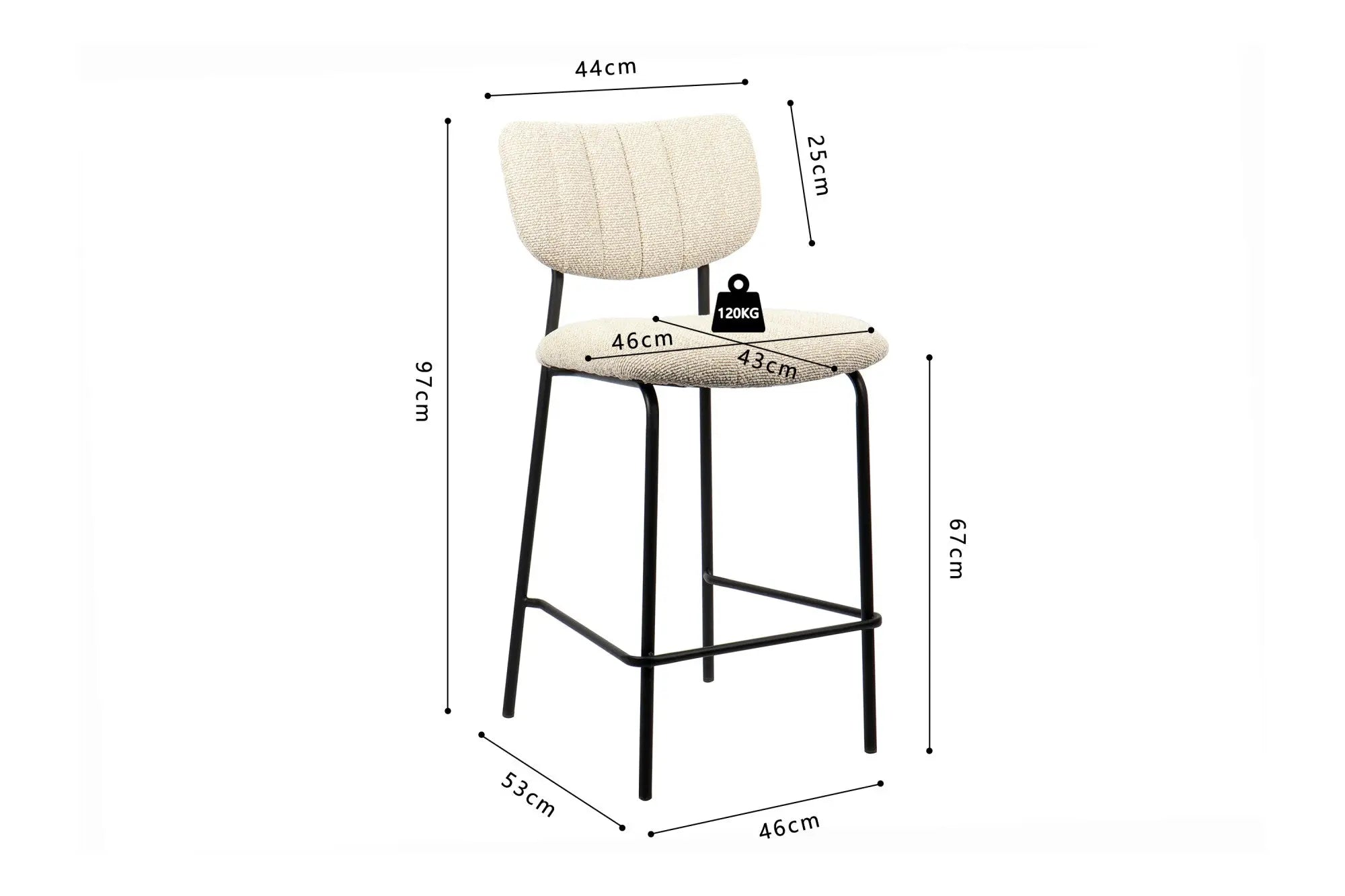 Chaise de bar ANITA Beige – 46 x 53 cm | TIKAYLA