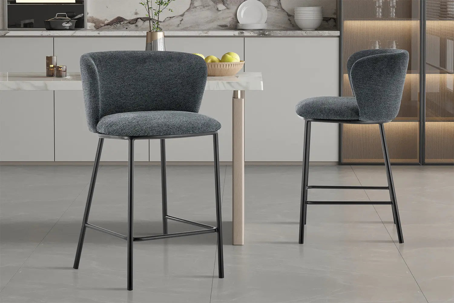 Chaise de bar ARTHURO Gris foncé – 53 x 50,5 cm | TIKAYLA