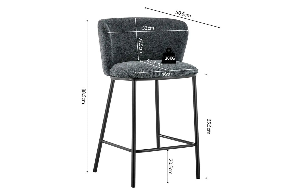 Chaise de bar ARTHURO Gris foncé – 53 x 50,5 cm | TIKAYLA