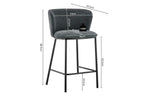 Chaise de bar ARTHURO Gris foncé – 53 x 50,5 cm | TIKAYLA