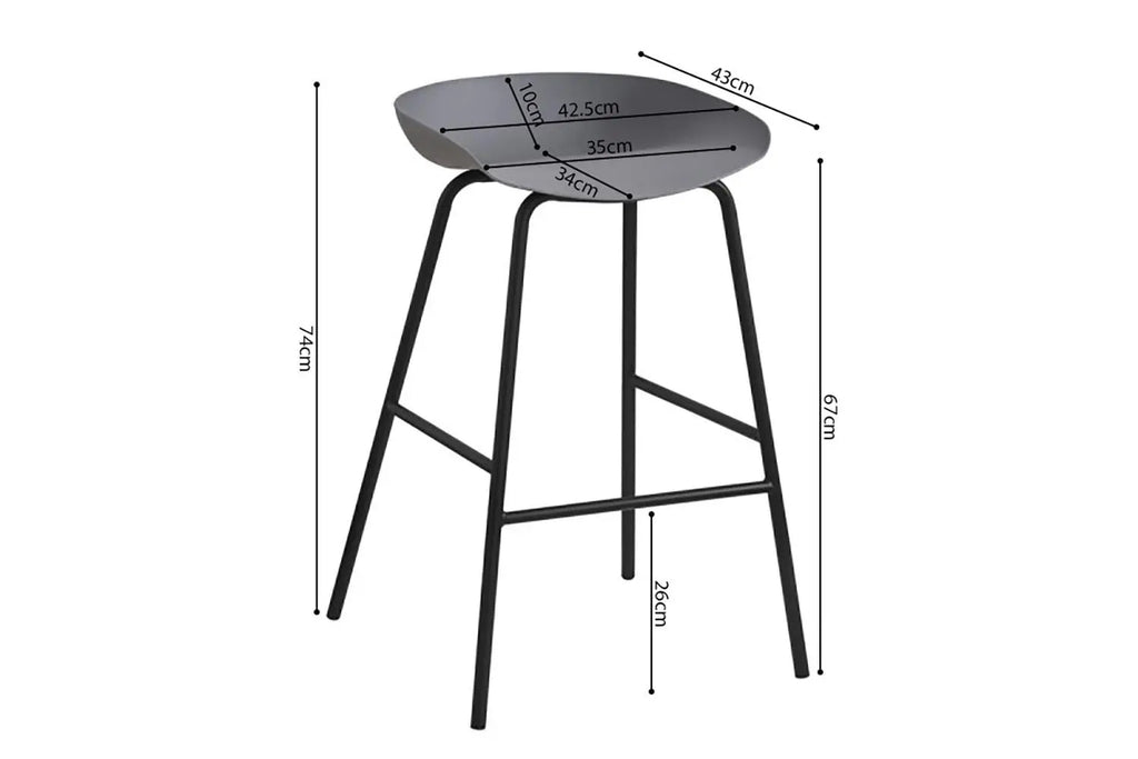 Chaise de bar HANNA Gris polypropylène – 42,5 x 46 cm | TIKAYLA
