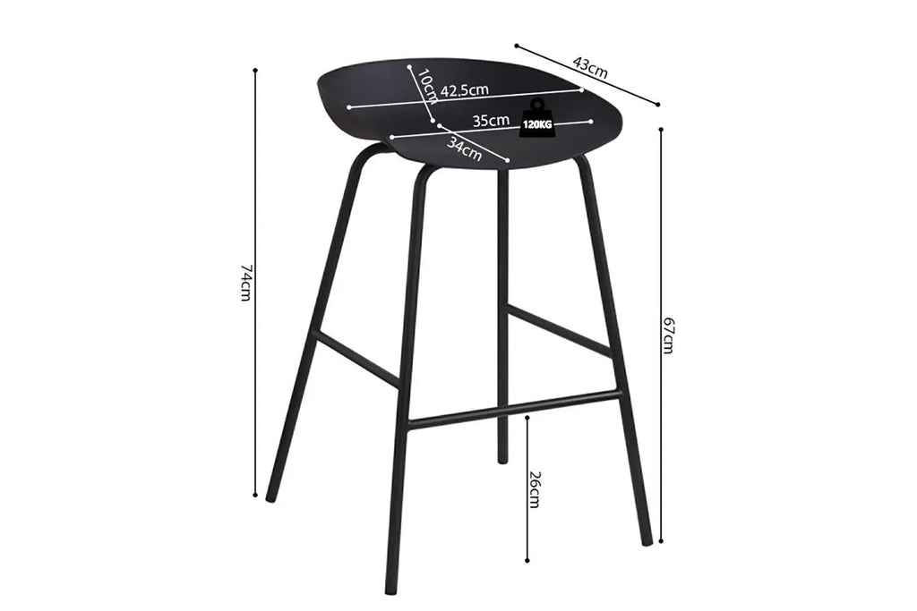 Chaise de bar HANNA Noir polypropylène – 42,5 x 46 cm | TIKAYLA