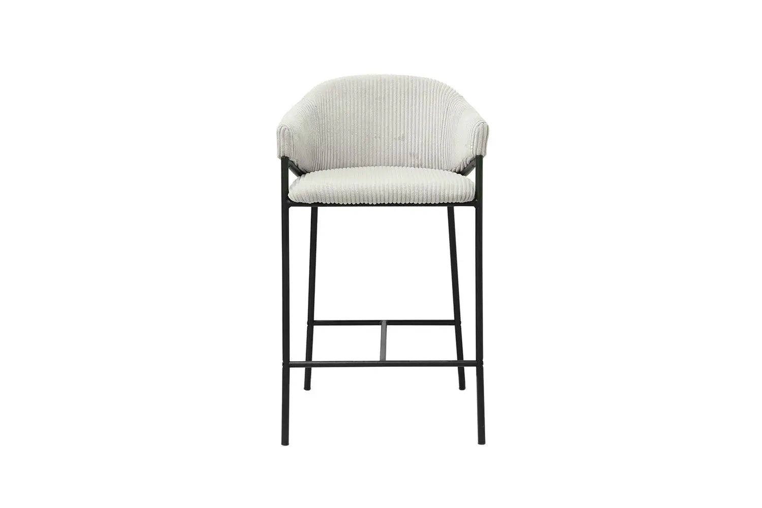Chaise de bar HINAYA Gris clair velours côtelé – 54 x 59 cm | TIKAYLA