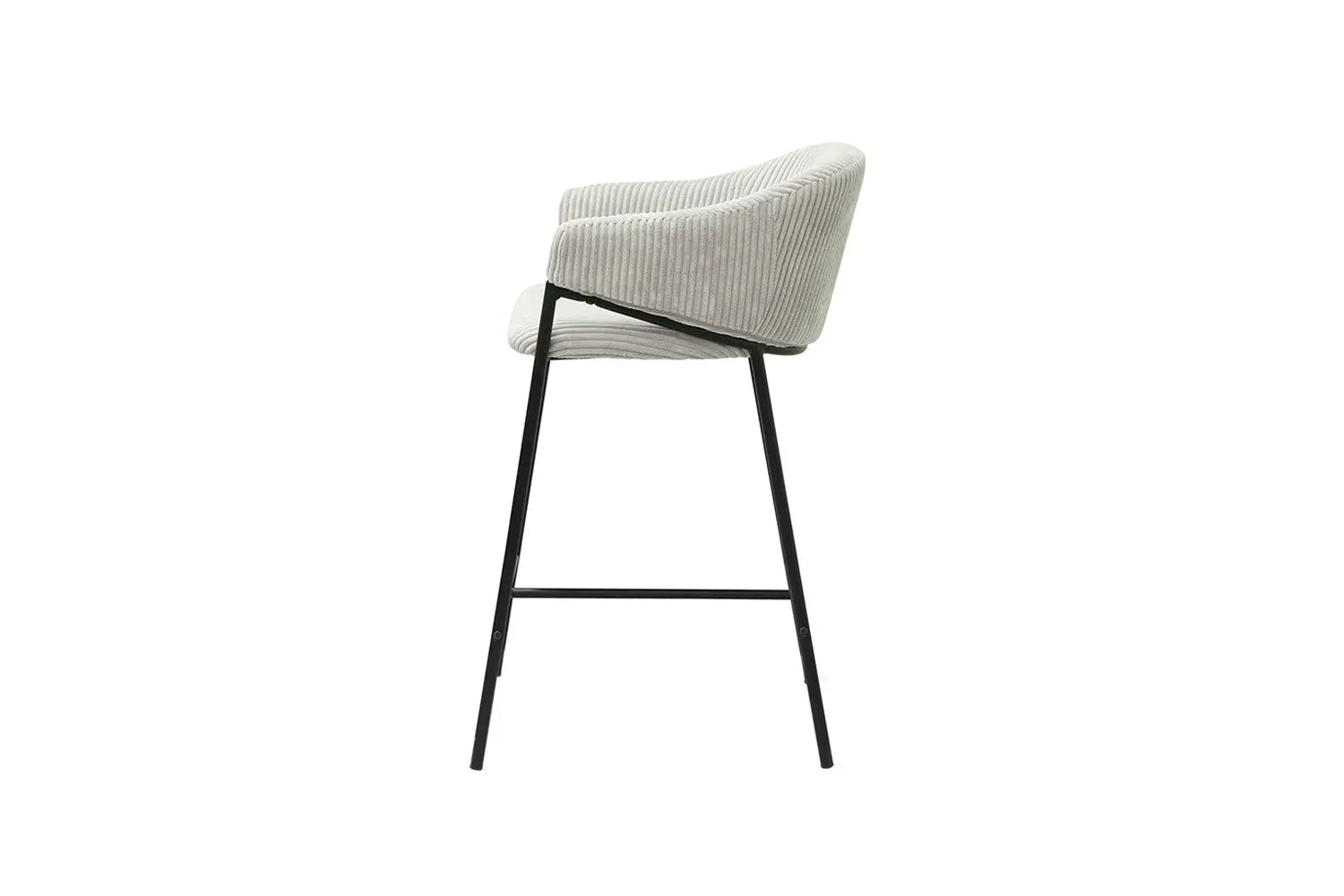 Chaise de bar HINAYA Gris clair velours côtelé – 54 x 59 cm | TIKAYLA