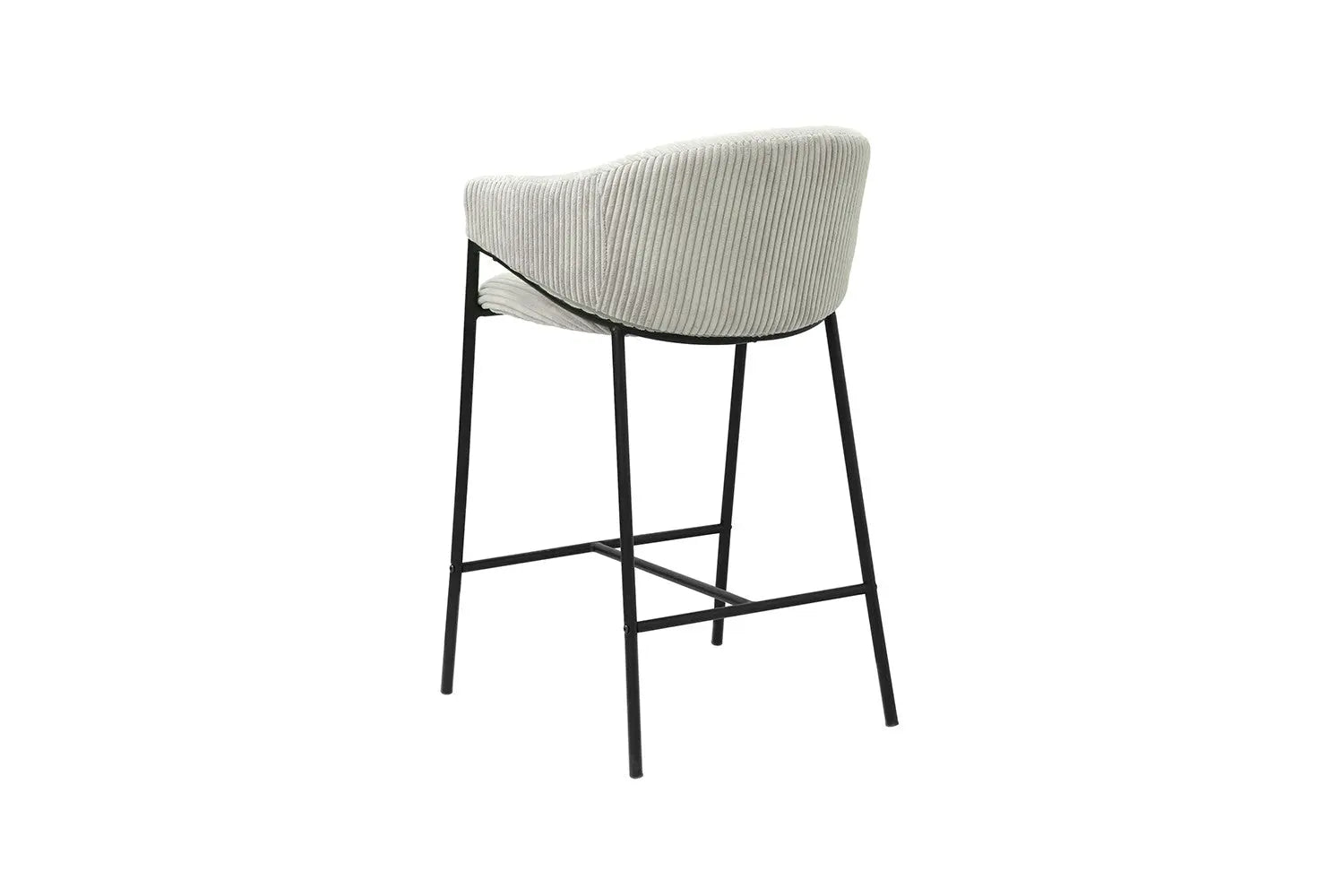 Chaise de bar HINAYA Gris clair velours côtelé – 54 x 59 cm | TIKAYLA