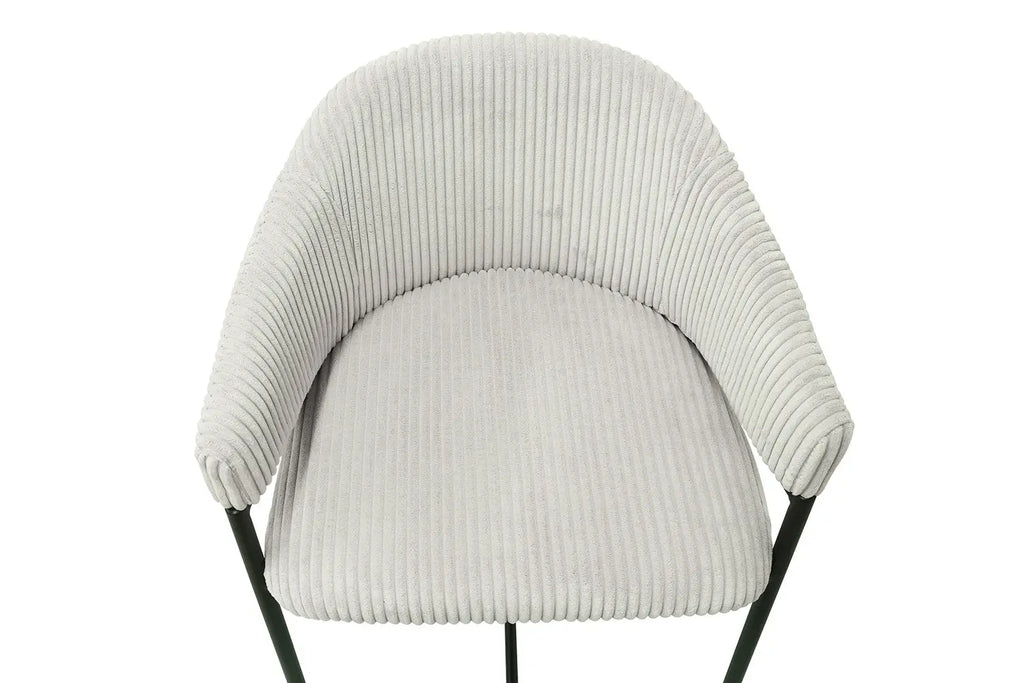 Chaise de bar HINAYA Gris clair velours côtelé – 54 x 59 cm | TIKAYLA