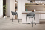 Chaise de bar HINAYA Gris foncé velours côtelé – 54 x 59 cm | TIKAYLA