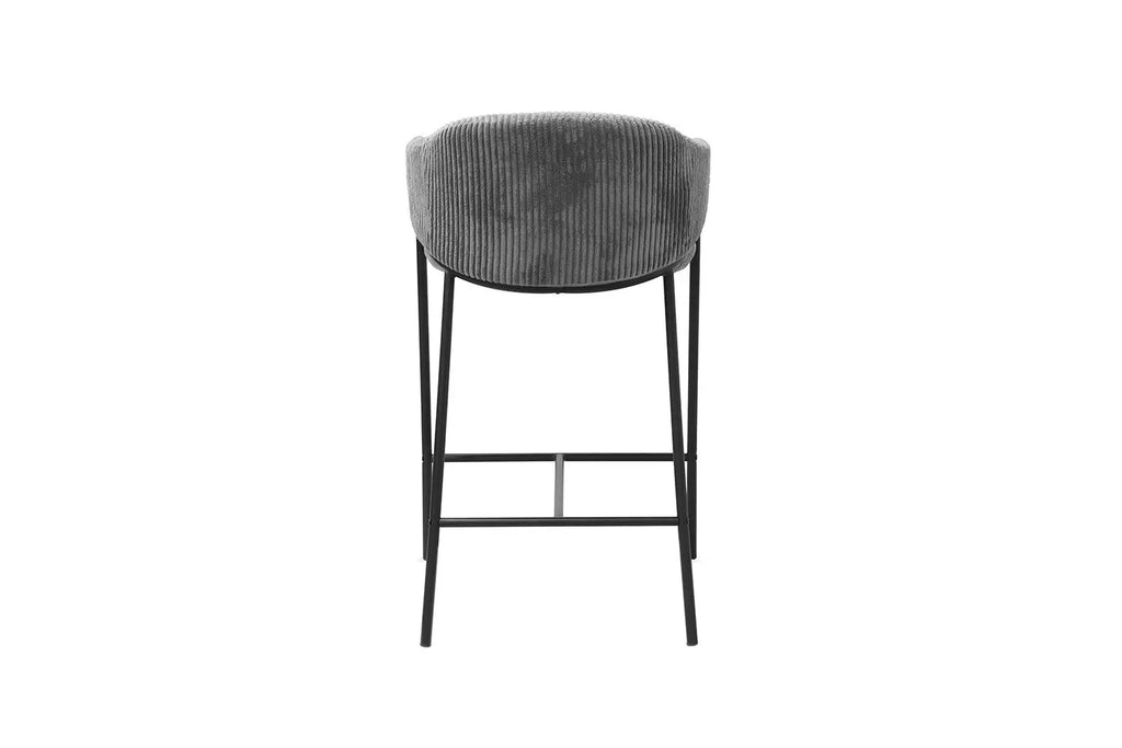 Chaise de bar HINAYA Gris foncé velours côtelé – 54 x 59 cm | TIKAYLA