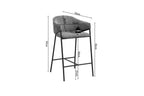Chaise de bar HINAYA Gris foncé velours côtelé – 54 x 59 cm | TIKAYLA