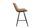 Chaise de bar ALYCANTE en simili cuir cognac - 49 x 56 cm | TIKAYLA