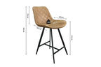 Chaise de bar ALYCANTE en simili cuir cognac - 49 x 56 cm | TIKAYLA