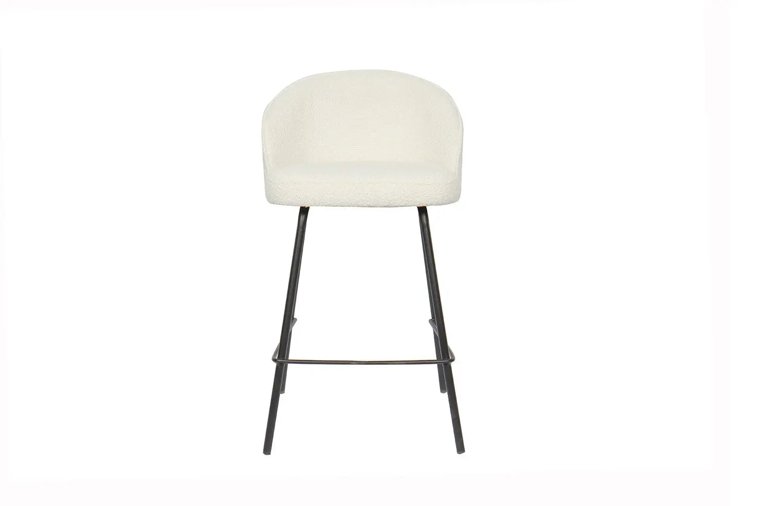 Chaise de bar JUNYA Blanc tissu bouclé – 52 x 51 cm | TIKAYLA