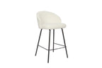 Chaise de bar JUNYA Blanc tissu bouclé – 52 x 51 cm | TIKAYLA