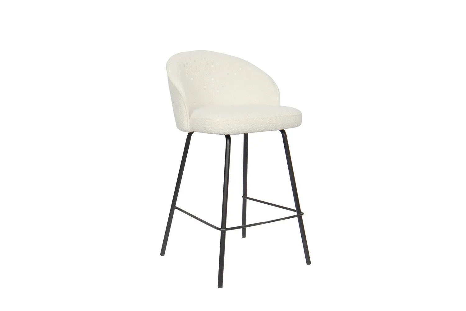 Chaise de bar JUNYA Blanc tissu bouclé – 52 x 51 cm | TIKAYLA