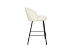 Chaise de bar JUNYA Blanc tissu bouclé – 52 x 51 cm | TIKAYLA