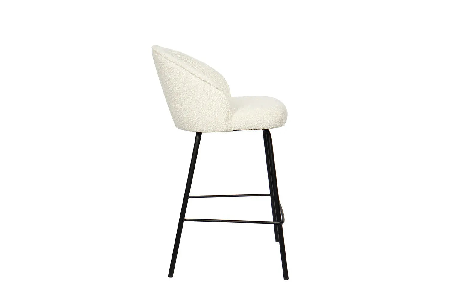 Chaise de bar JUNYA Blanc tissu bouclé – 52 x 51 cm | TIKAYLA