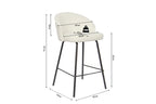 Chaise de bar JUNYA Blanc tissu bouclé – 52 x 51 cm | TIKAYLA